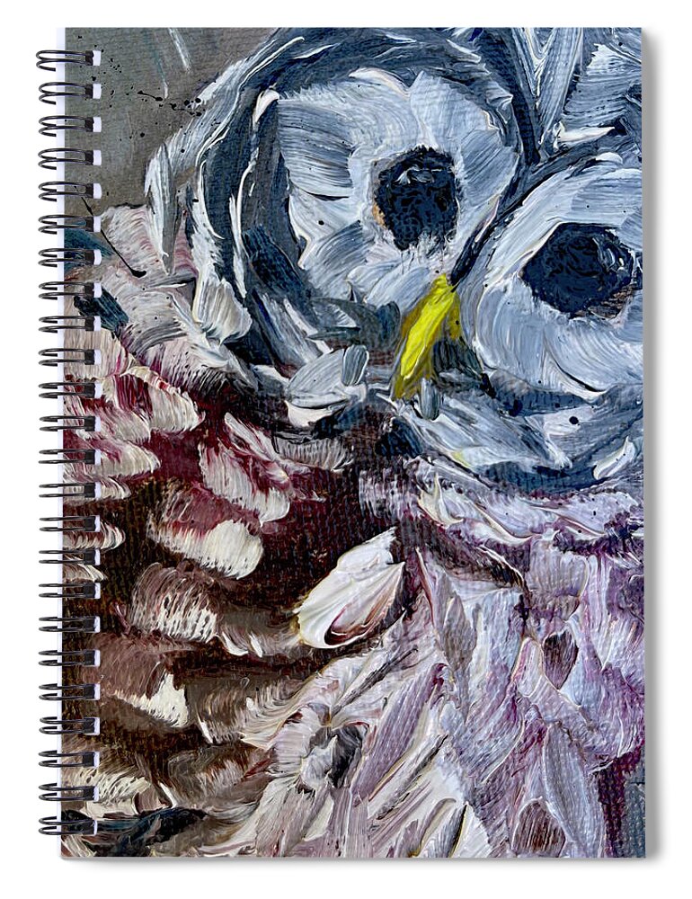 Barred Owl Spiral Notebook featuring the painting Baby Barred Owl by Roxy Rich