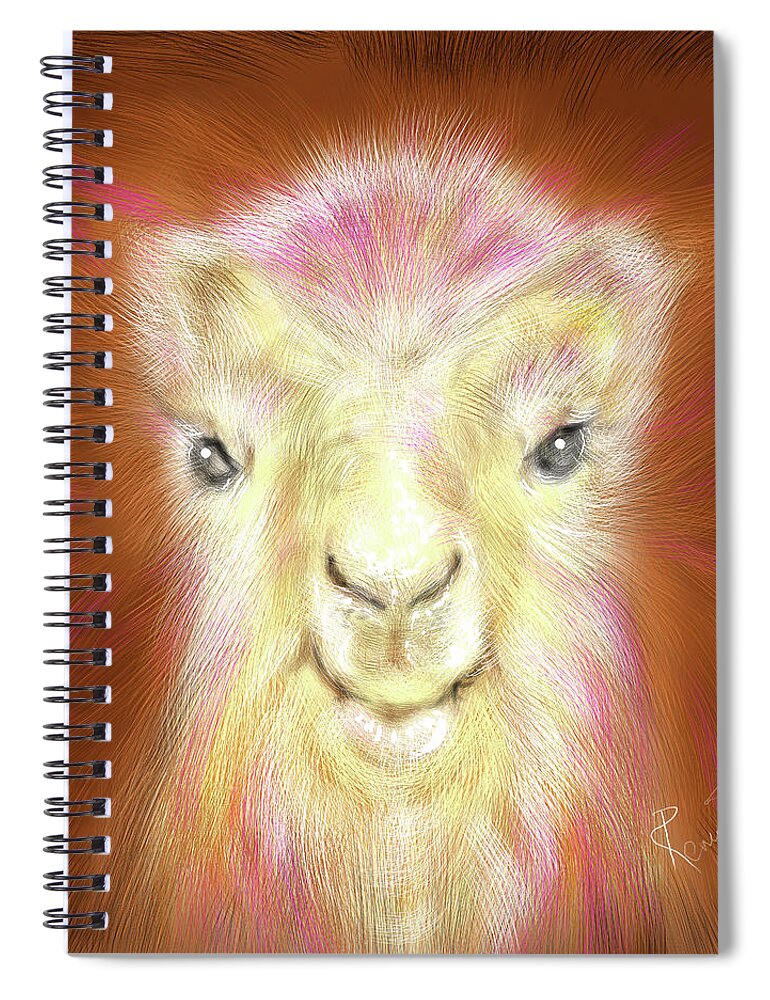 Camel Spiral Notebook featuring the painting Adorable baby Camel by Remy Francis