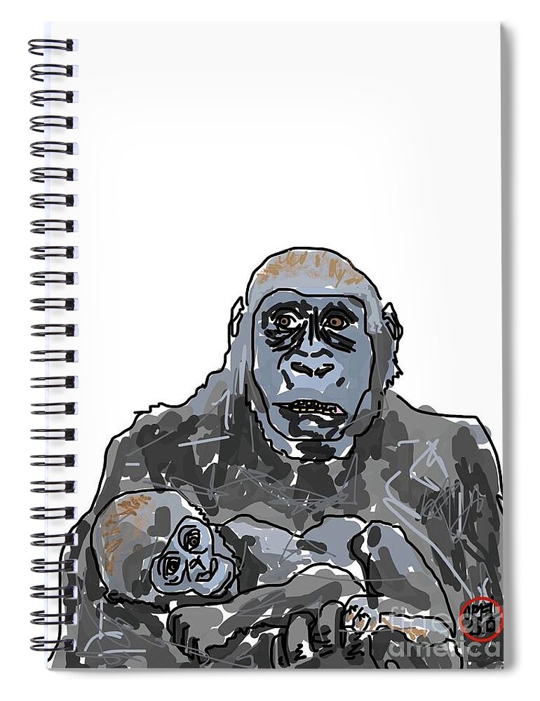  Spiral Notebook featuring the painting Baby Gorrilla by Oriel Ceballos