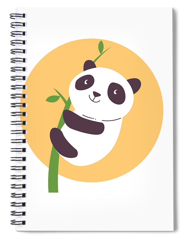 Adorable Spiral Notebook featuring the digital art Baby Panda Hugging an Eucalyptus Plant by Jacob Zelazny