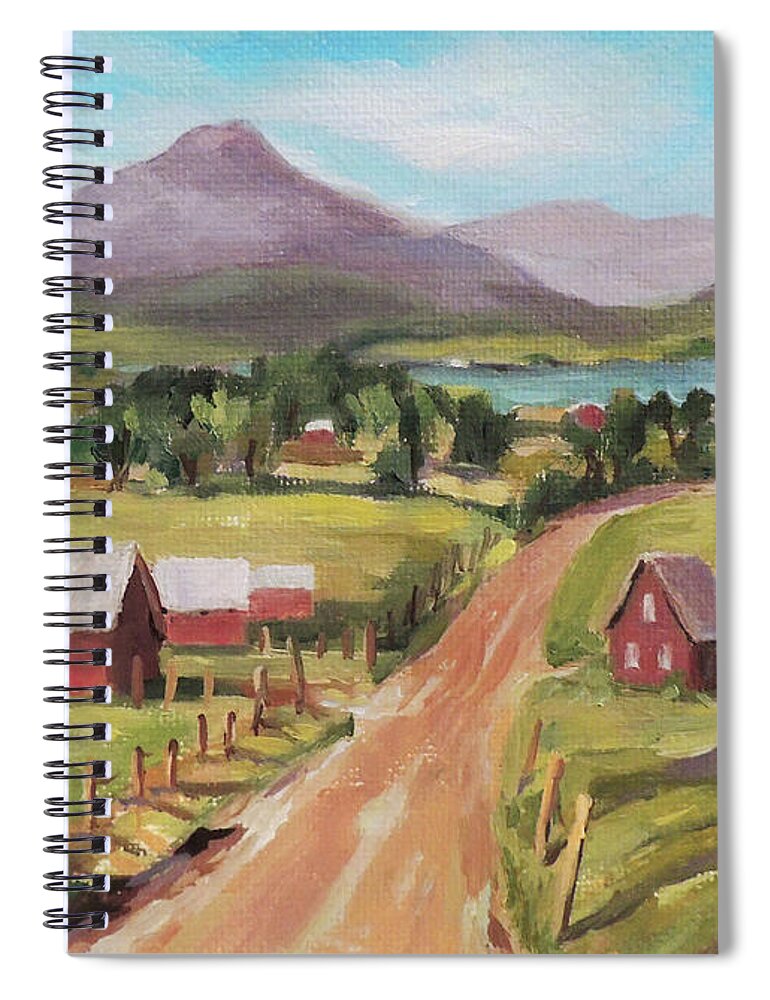 Impressionism Spiral Notebook featuring the painting Back Road to the Lake by Nancy Griswold