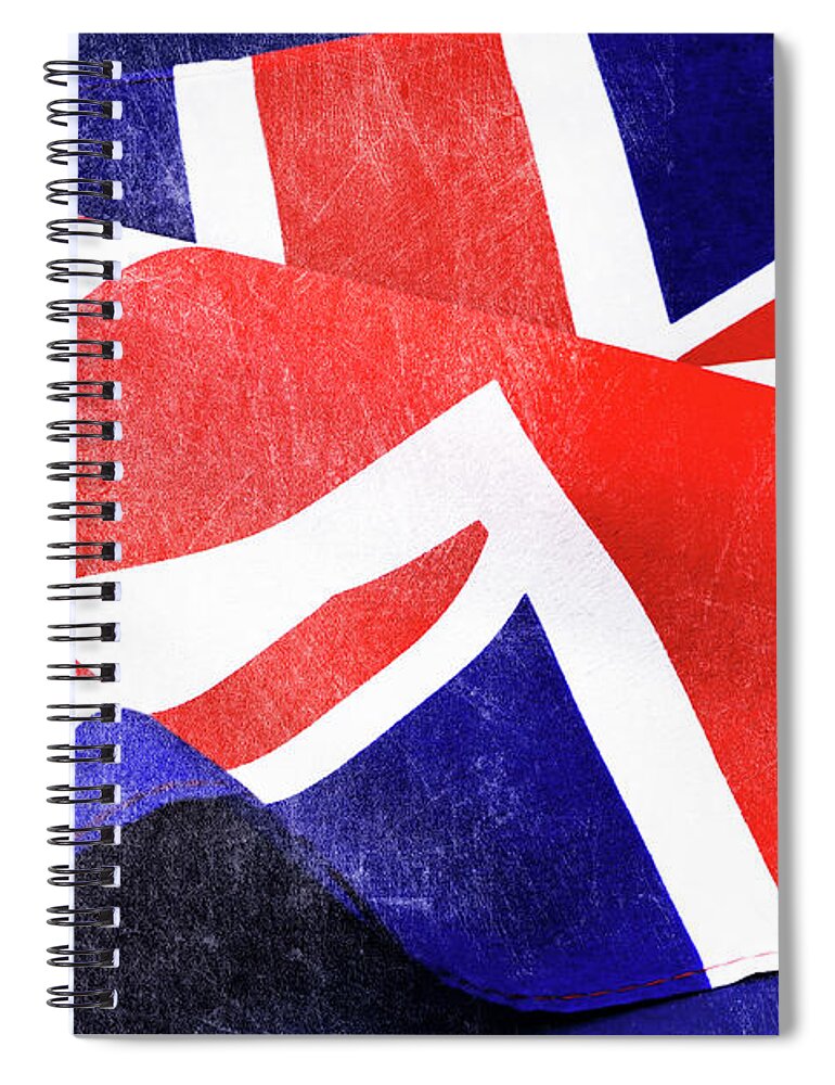Grunge Spiral Notebook featuring the photograph Background close up of British Union Jack flag for Great Britain by Milleflore Images