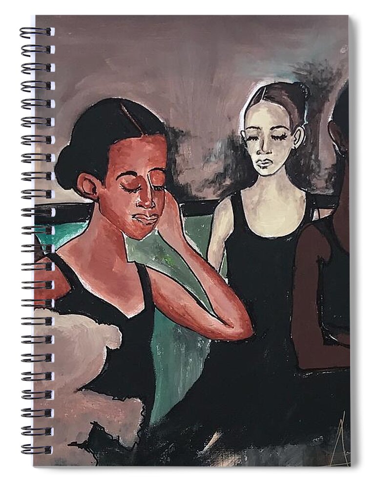  Spiral Notebook featuring the painting Backstage by Angie ONeal