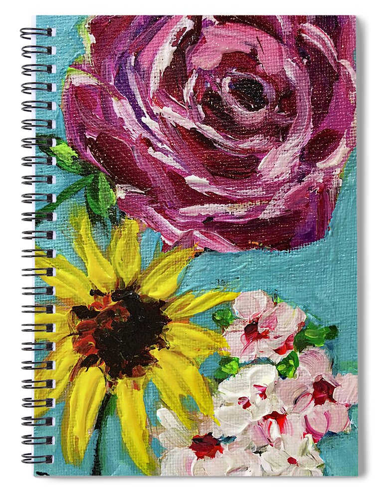 Roses Spiral Notebook featuring the painting Backyard Blooms by Roxy Rich