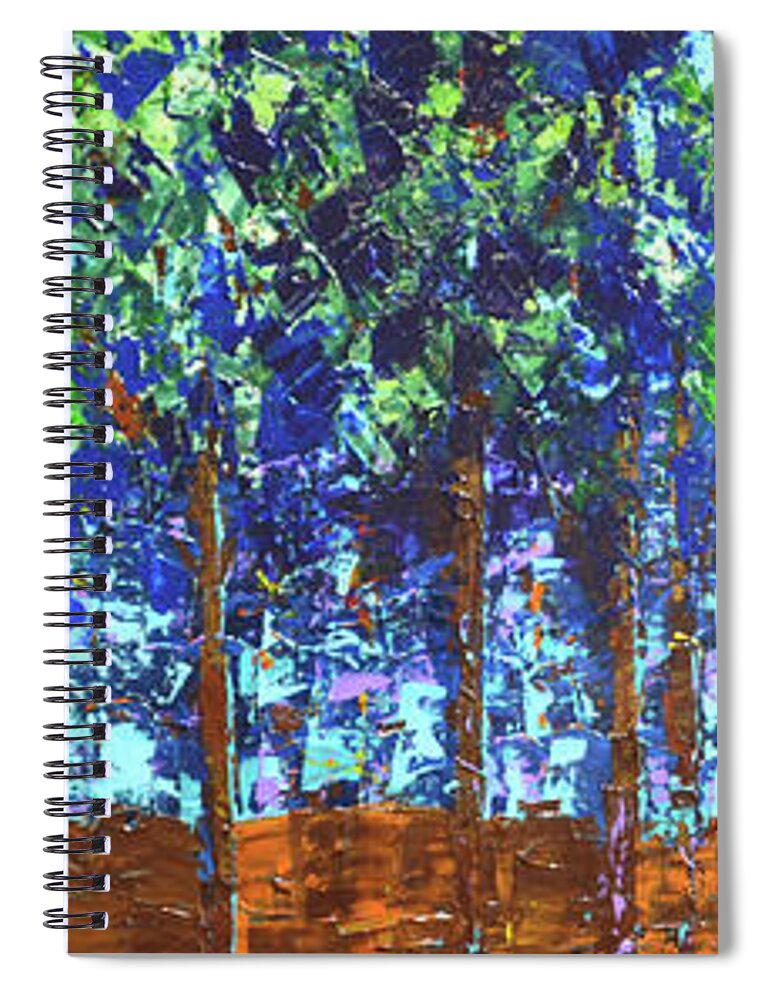  Spiral Notebook featuring the painting Backyard Trees by Linda Bailey
