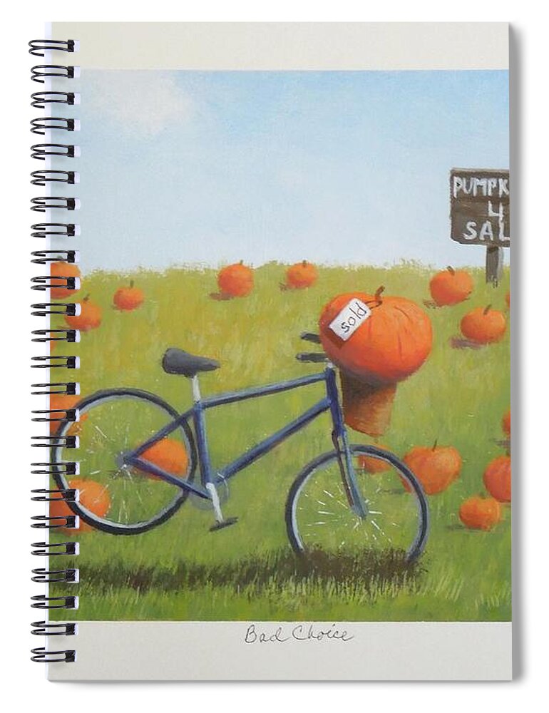 Bicycle Spiral Notebook featuring the painting Bad Choice by Phyllis Andrews