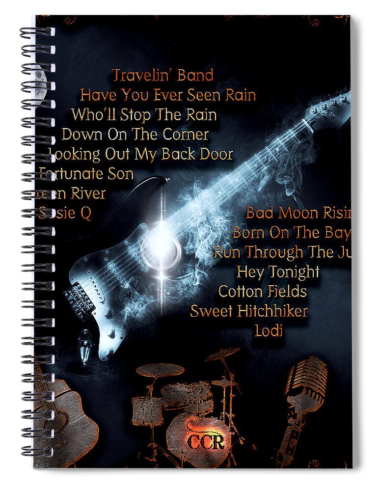Classic Rock Spiral Notebook featuring the digital art Bad Moon Rising by Michael Damiani