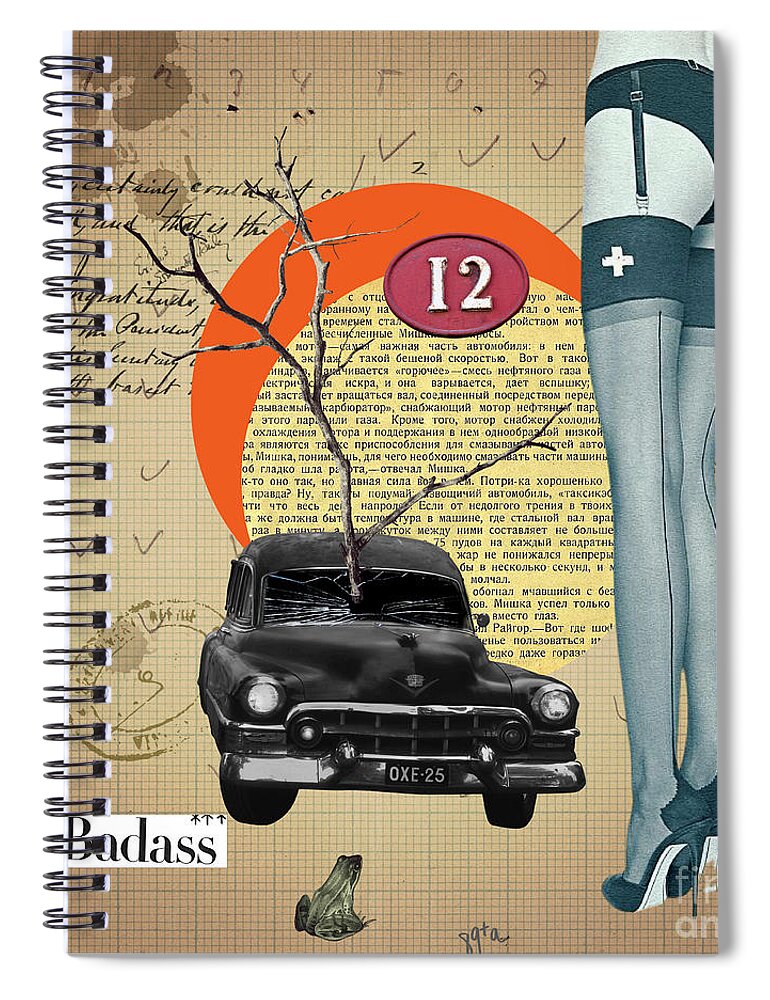 Digital Collage Spiral Notebook featuring the digital art Badass by Janice Leagra