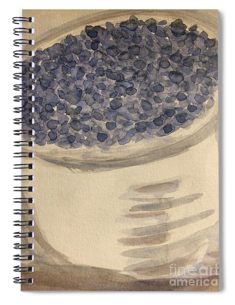 Spiral Notebook featuring the painting Bag of Blueberries by Nina Jatania