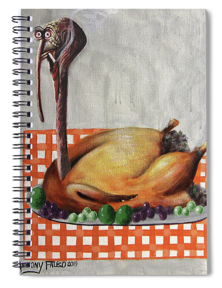  Baked Turkey Spiral Notebook featuring the painting Baked Turkey by Anthony Falbo