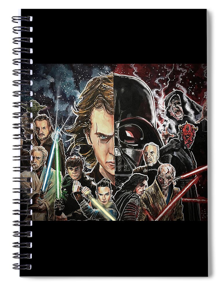 Star Wars Spiral Notebook featuring the painting Balance of the Force by Joel Tesch