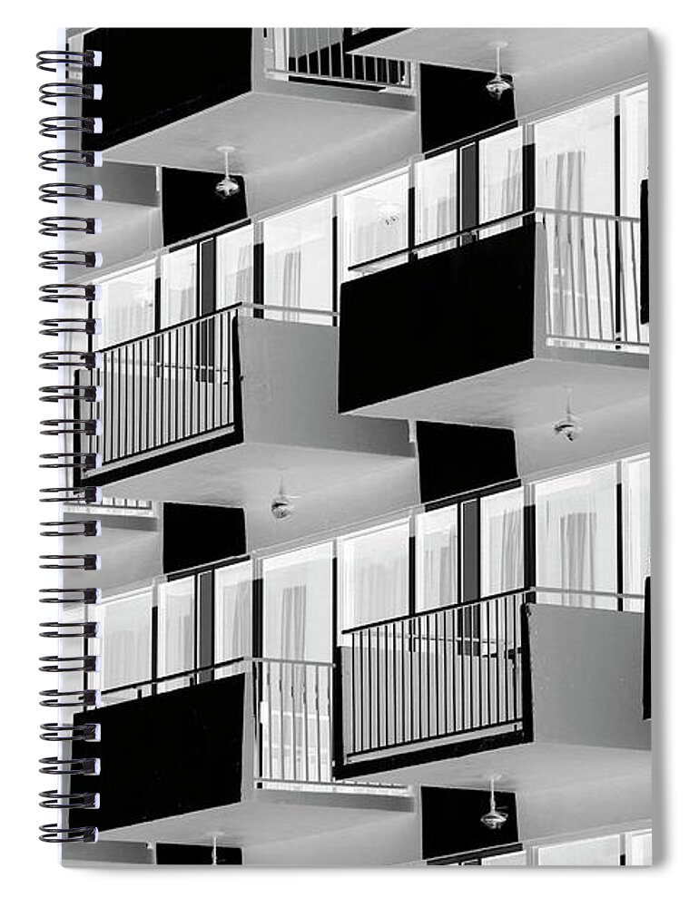 Balcony Spiral Notebook featuring the digital art Balconies by John Van Decker