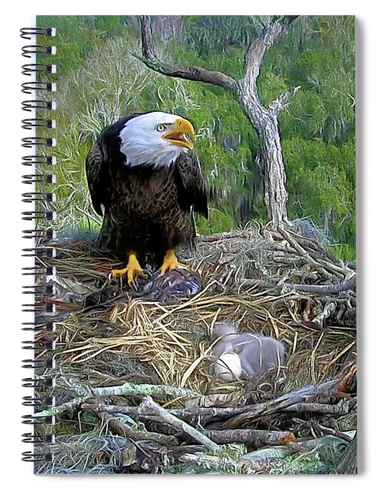 Bald Eagle Spiral Notebook featuring the photograph Bald Eagle - Calling Her Mate by Scott Cameron