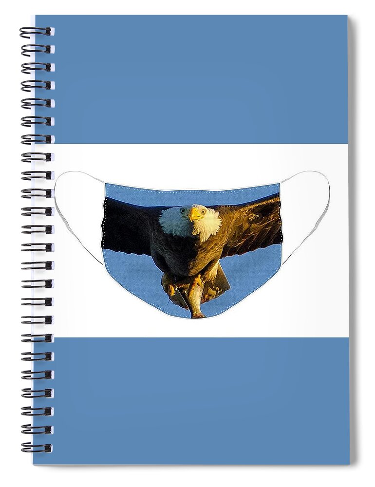 North American Bald Eagle Spiral Notebook featuring the photograph Bald Eagle Face Mask with Fish by Jeff at JSJ Photography