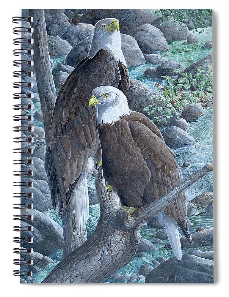 Bald Eagle Spiral Notebook featuring the painting Bald Eagles by Barry Kent MacKay