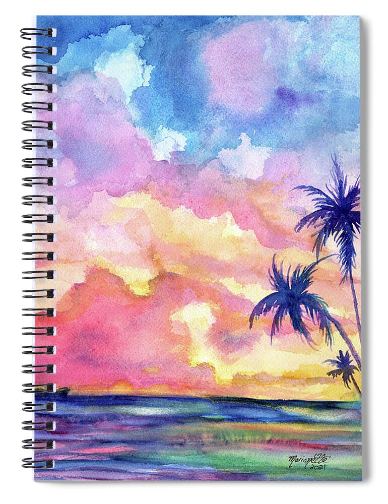 Bali Hai Spiral Notebook featuring the painting Bali Hai Sunset 2 by Marionette Taboniar