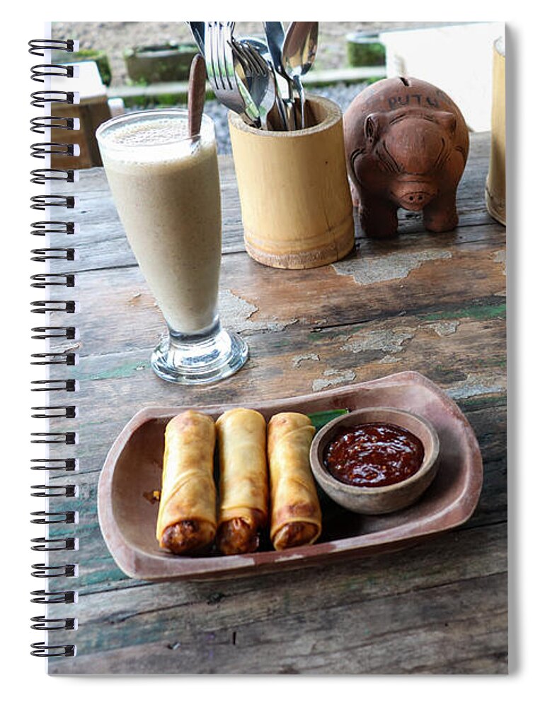 Indonesia Spiral Notebook featuring the digital art Balinese dinner by Worldvibes1