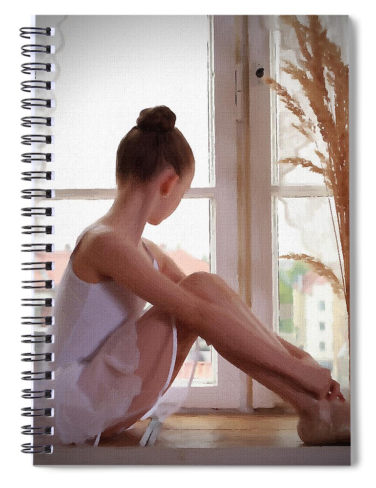 Portrait Spiral Notebook featuring the painting Ballerina - DWP3223322 by Dean Wittle