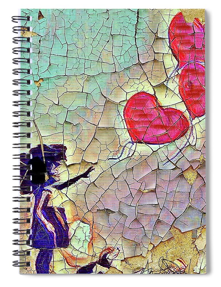  Spiral Notebook featuring the mixed media Balloons by Angie ONeal