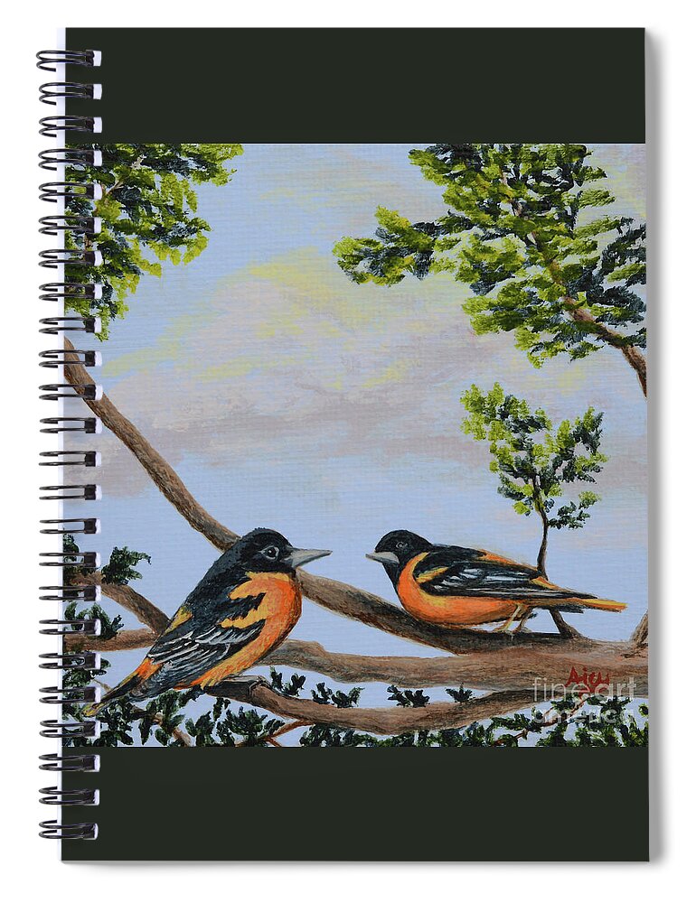 Baltimore Spiral Notebook featuring the painting Baltimore Orioles by Aicy Karbstein