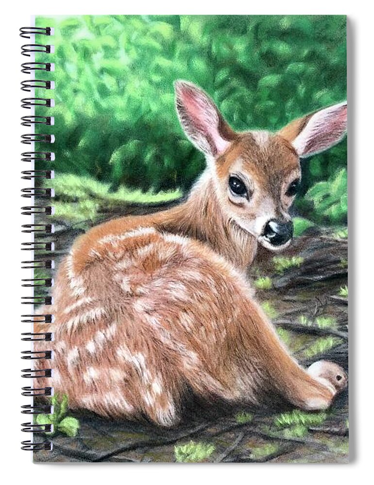 Deer Spiral Notebook featuring the pastel Bambi? by Marlene Little