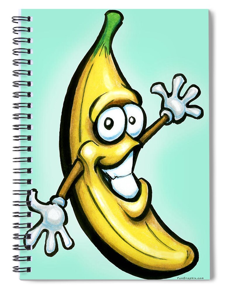 Banana Spiral Notebook featuring the painting Banana by Kevin Middleton
