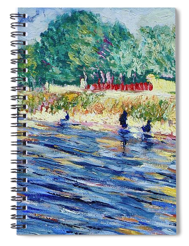 Bank Of Seine Spiral Notebook featuring the painting Bank of Seine by Tom Roderick