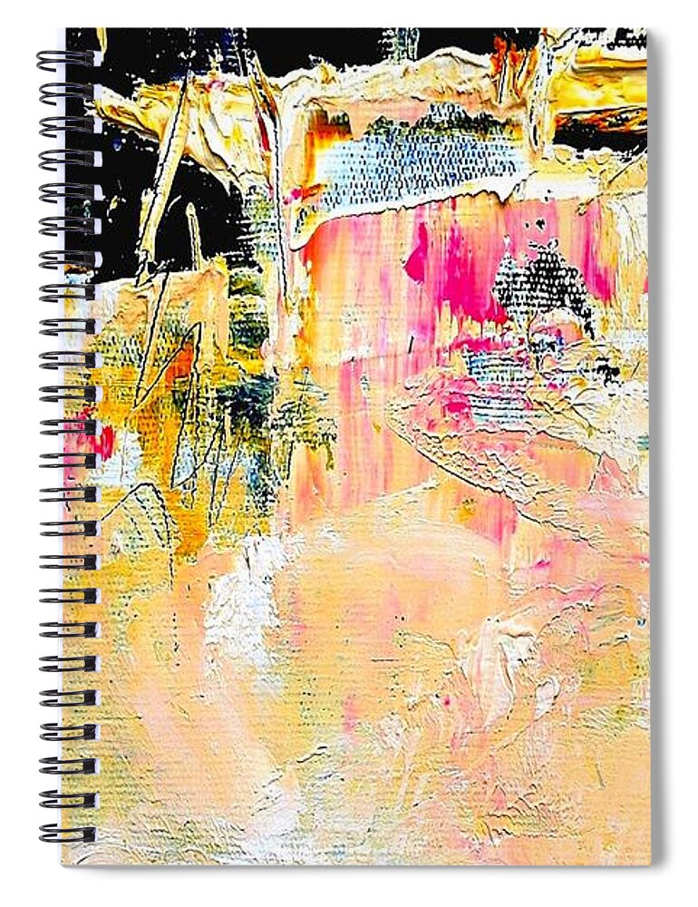 Barcelona Spiral Notebook featuring the painting BARCELONA abstract - FROM ABOVE by VIVA Anderson