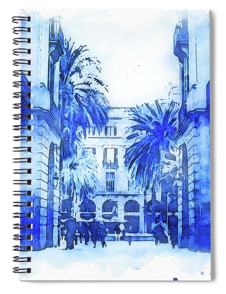 Barcelona Spiral Notebook featuring the painting Barcelona, Gothic Quarter - 14 by AM FineArtPrints