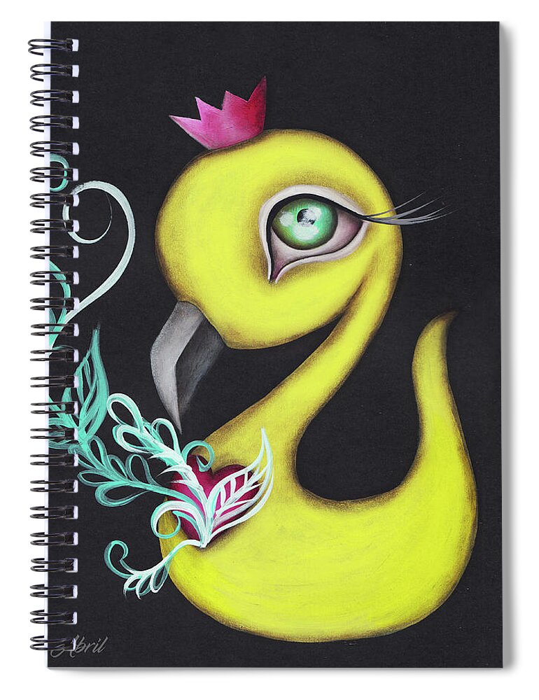 Duck Spiral Notebook featuring the painting Bardan by Abril Andrade