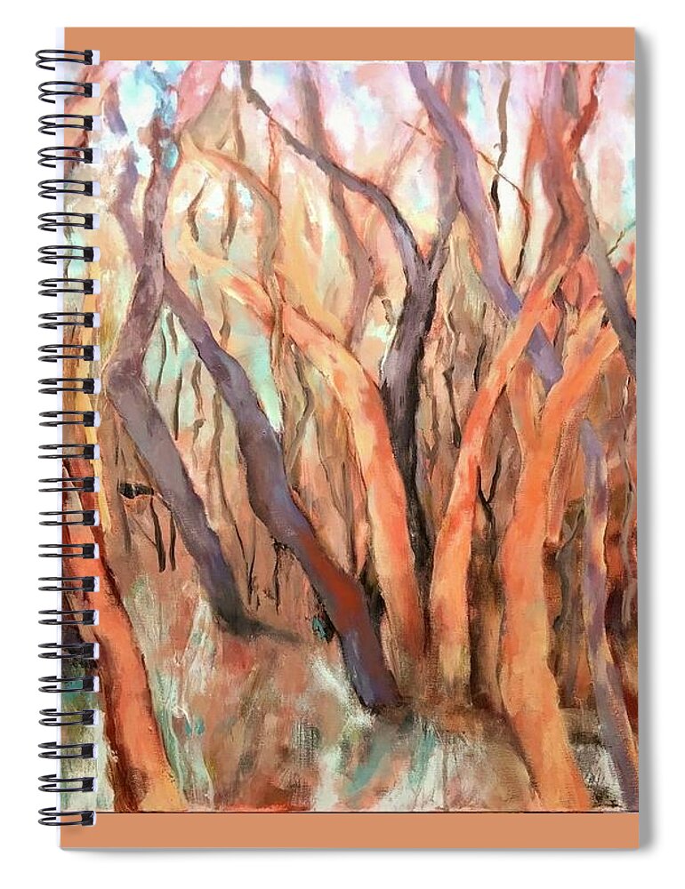 Acrylic Painting Spiral Notebook featuring the painting Bare Limbs and Trunks by Chris Hobel