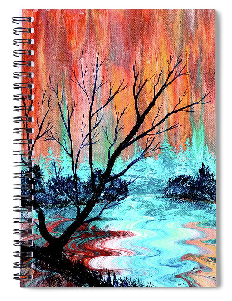 Marys River Spiral Notebook featuring the painting Bare Tree by Mary's River by Laura Iverson
