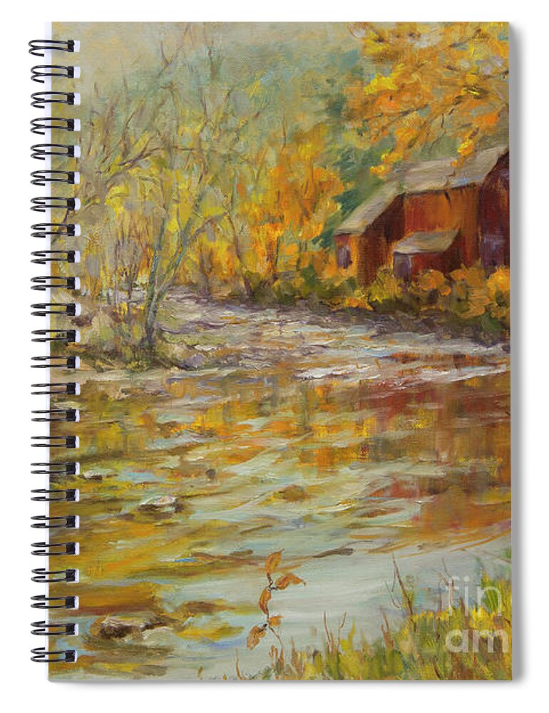 Burns Spiral Notebook featuring the painting Barn By the River by BRossitto
