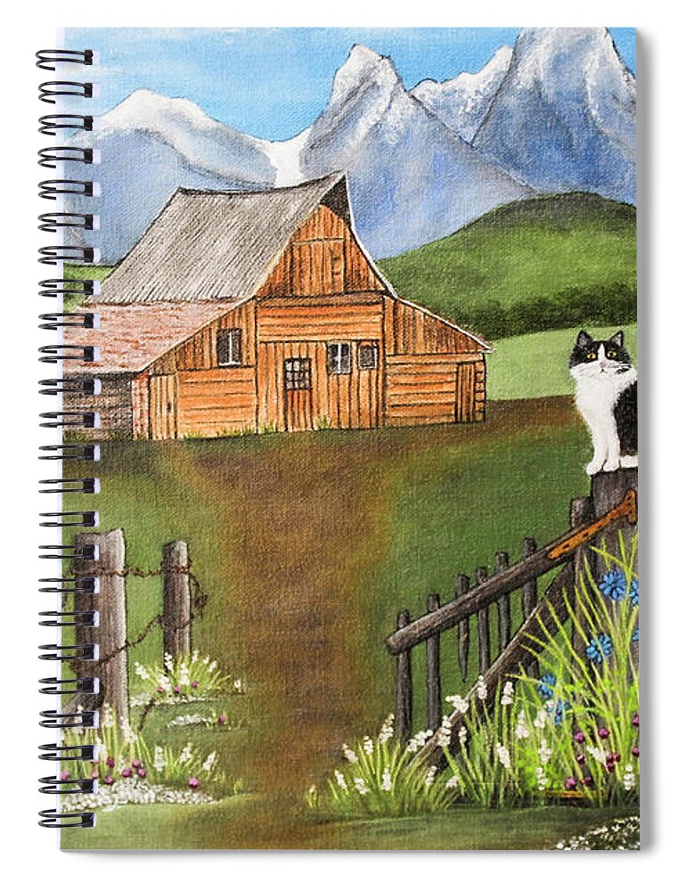 Barn Spiral Notebook featuring the painting Barn Scene by Shirley Dutchkowski