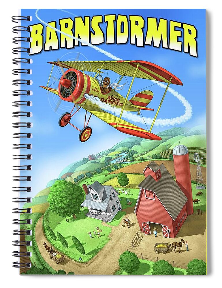 Biplane Spiral Notebook featuring the digital art Barnstormer by Scott Ross