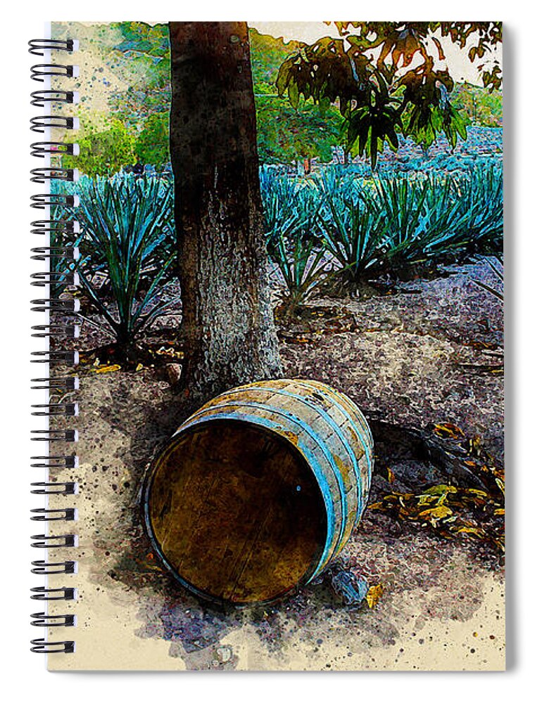 Barrels Spiral Notebook featuring the digital art Barrels and Agaves by Marisol VB