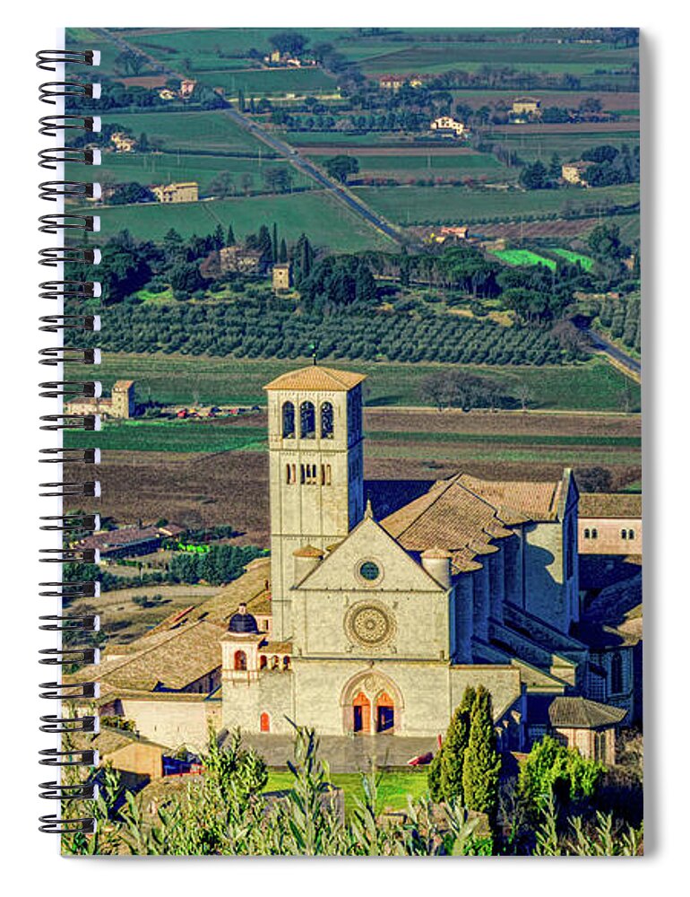 Assisi Spiral Notebook featuring the photograph Basilica of St. Francis on a Spring Morning by Marcy Wielfaert