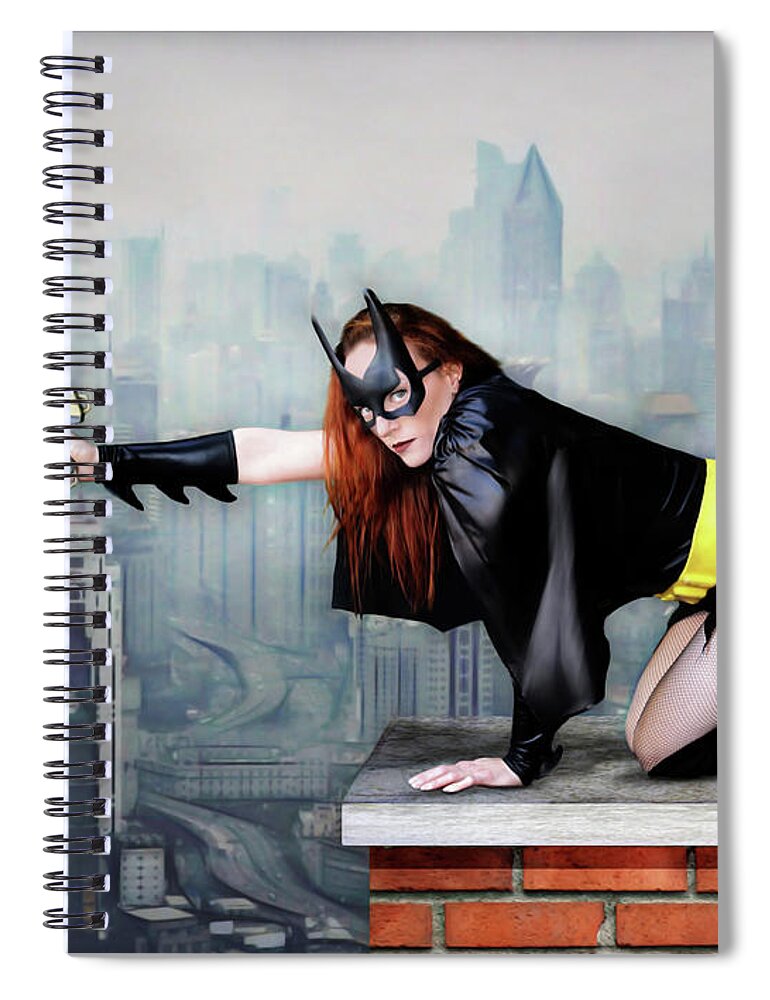 Bat Spiral Notebook featuring the photograph Bat Woman High Rise by Jon Volden