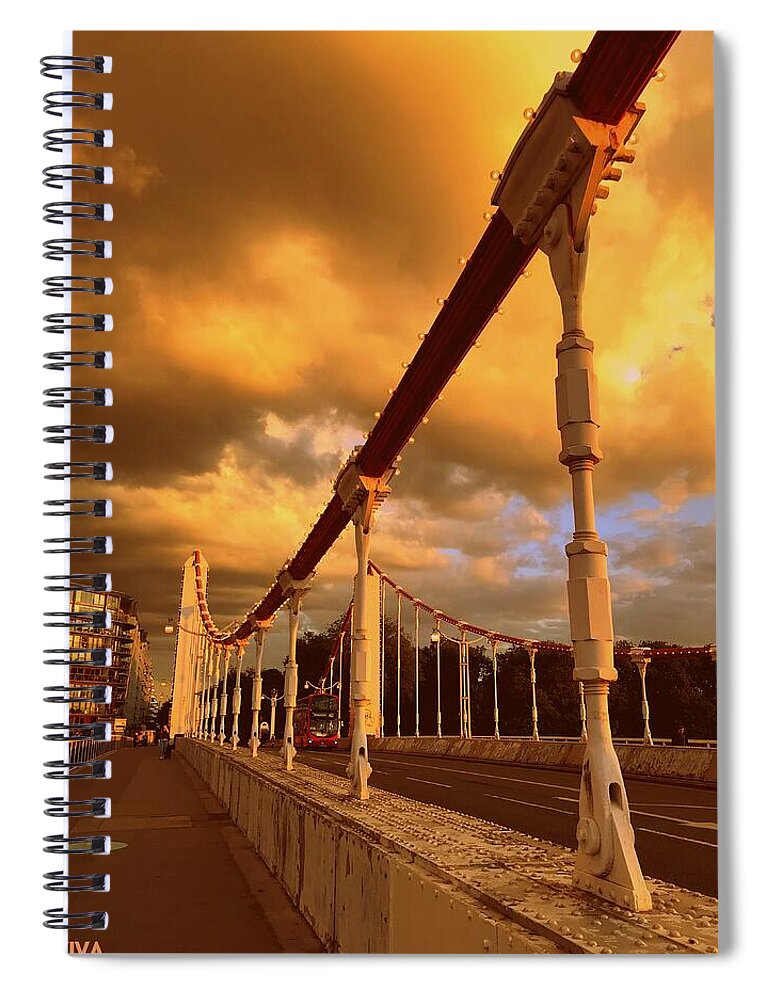 Bridge Spiral Notebook featuring the photograph Battersea Sunset by VIVA Anderson