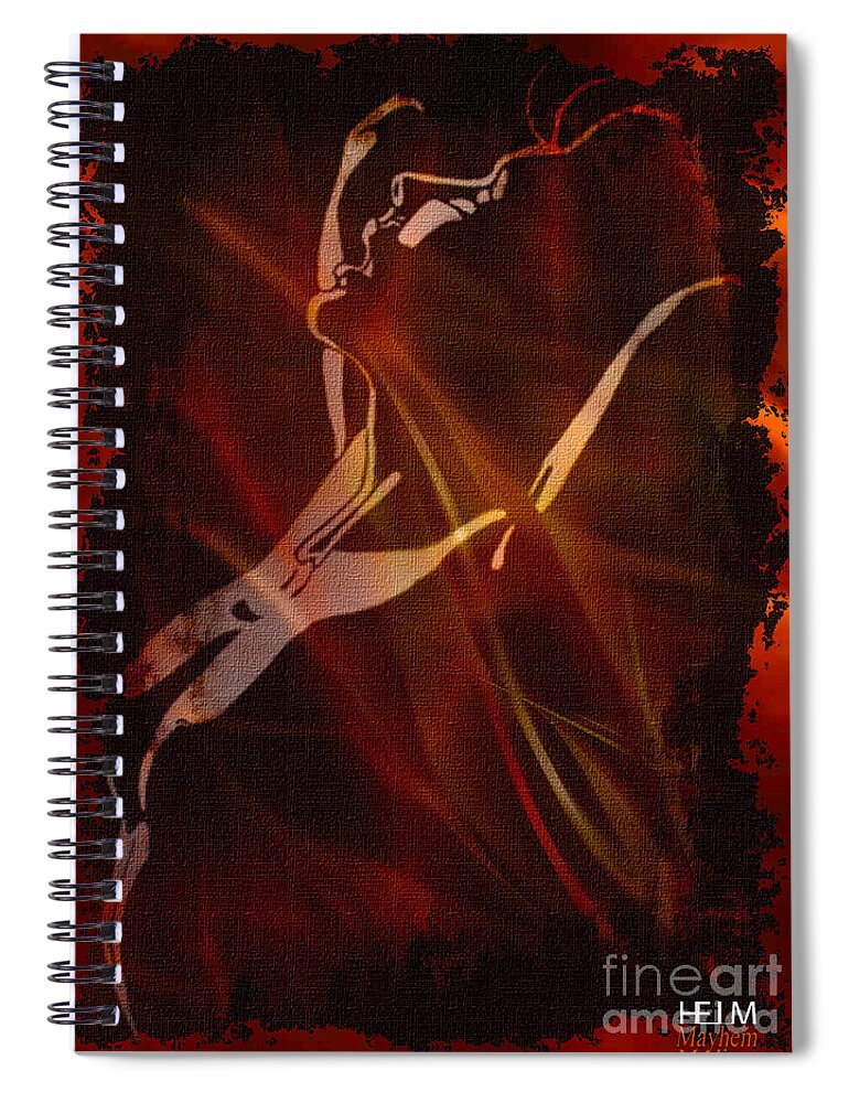 Calinete Spiral Notebook featuring the mixed media Battle Born Caliente Flaming Grunge by Mayhem Mediums
