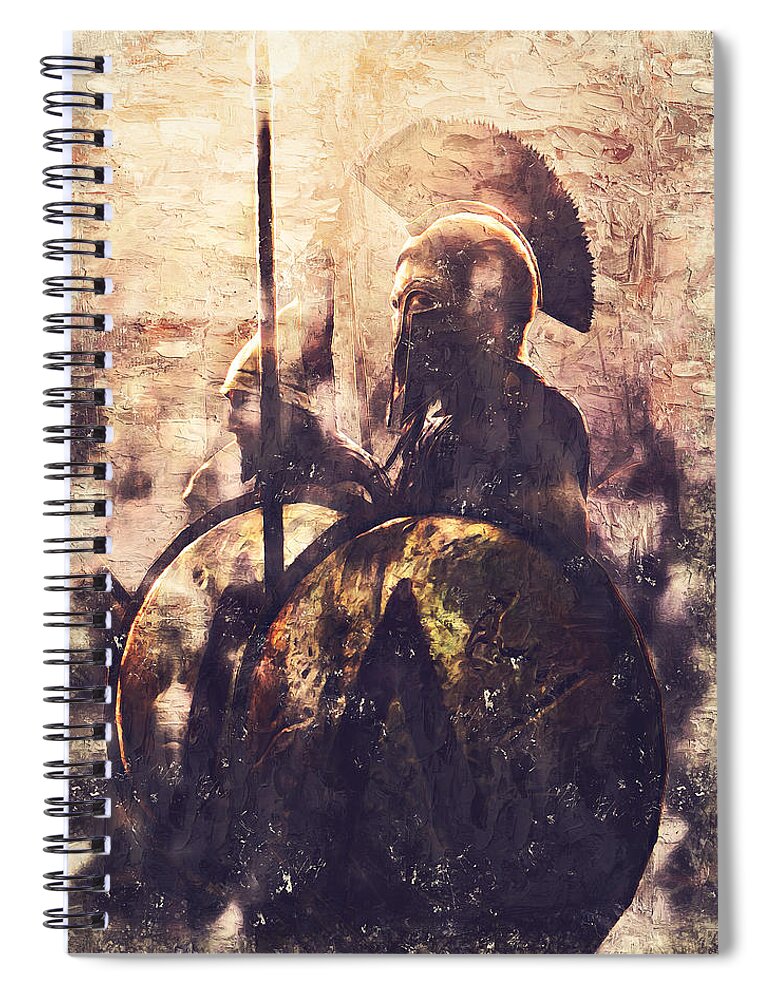 Spartan Warrior Spiral Notebook featuring the painting Battles of ancient Sparta - 07 by AM FineArtPrints