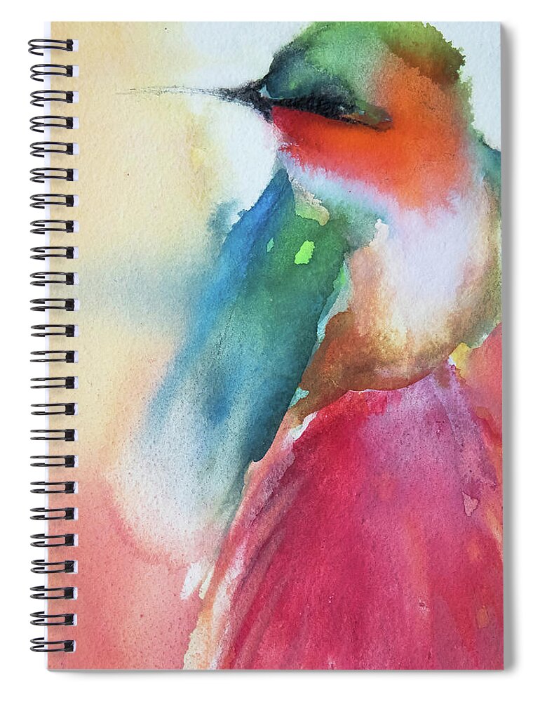 Hummingbird Spiral Notebook featuring the painting Be Still And Know by Jani Freimann