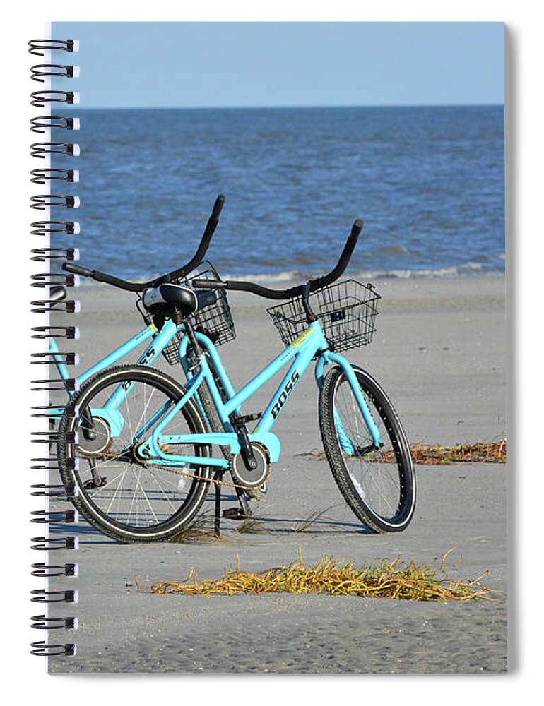 Beach Spiral Notebook featuring the photograph Beach Bikes by Jerry Griffin