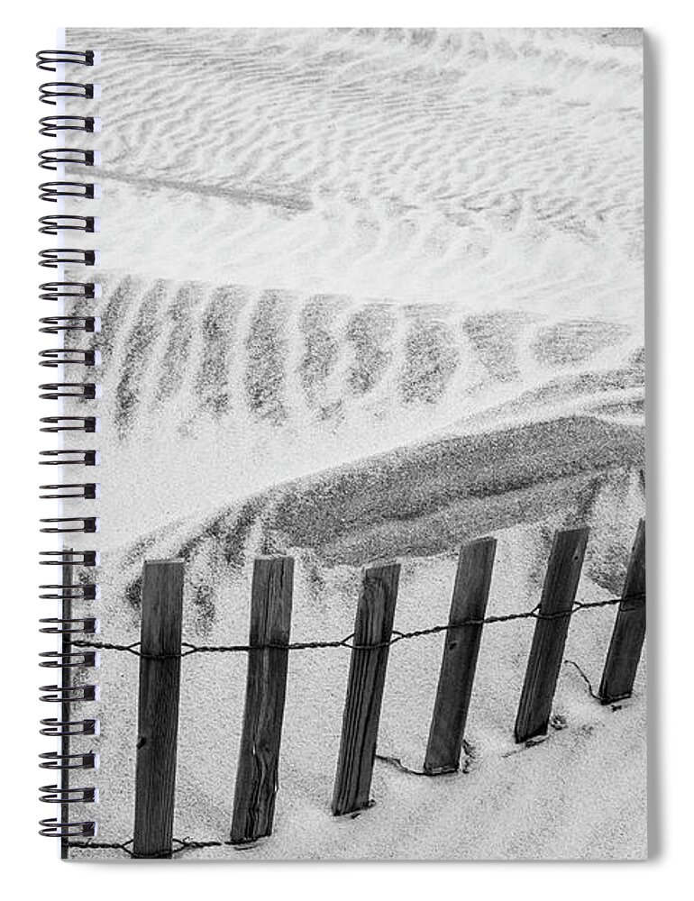 Beach Spiral Notebook featuring the photograph Beach Curves in Black and White by Cathy Kovarik