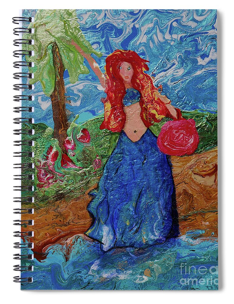 Beach Spiral Notebook featuring the painting Beach Girl by Tessa Evette