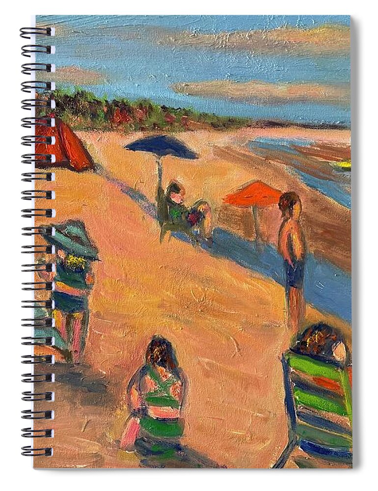 Beach Cape Cod Eastham Campground Beach Spiral Notebook featuring the painting Beach Lovers by Beth Riso