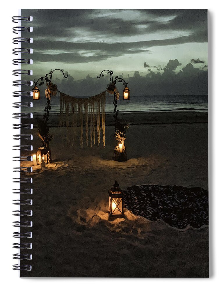 Sunset Spiral Notebook featuring the photograph Beach Night Romance by Portia Olaughlin