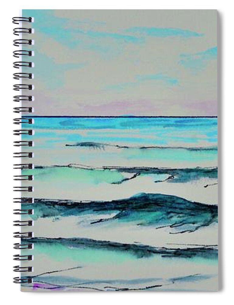 Wave Spiral Notebook featuring the painting Beach Set by Mary Scott