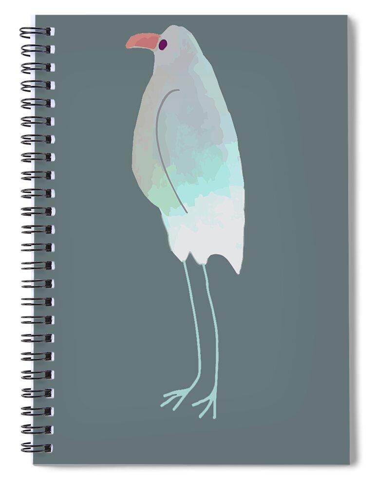 Beachy Bird Spiral Notebook featuring the digital art Beachy Bird by Kandy Hurley