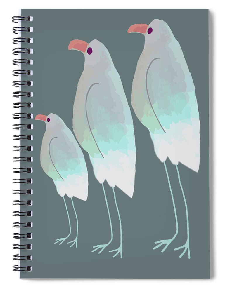 Beach Birds Spiral Notebook featuring the digital art Beachy Birds Line Up by Kandy Hurley